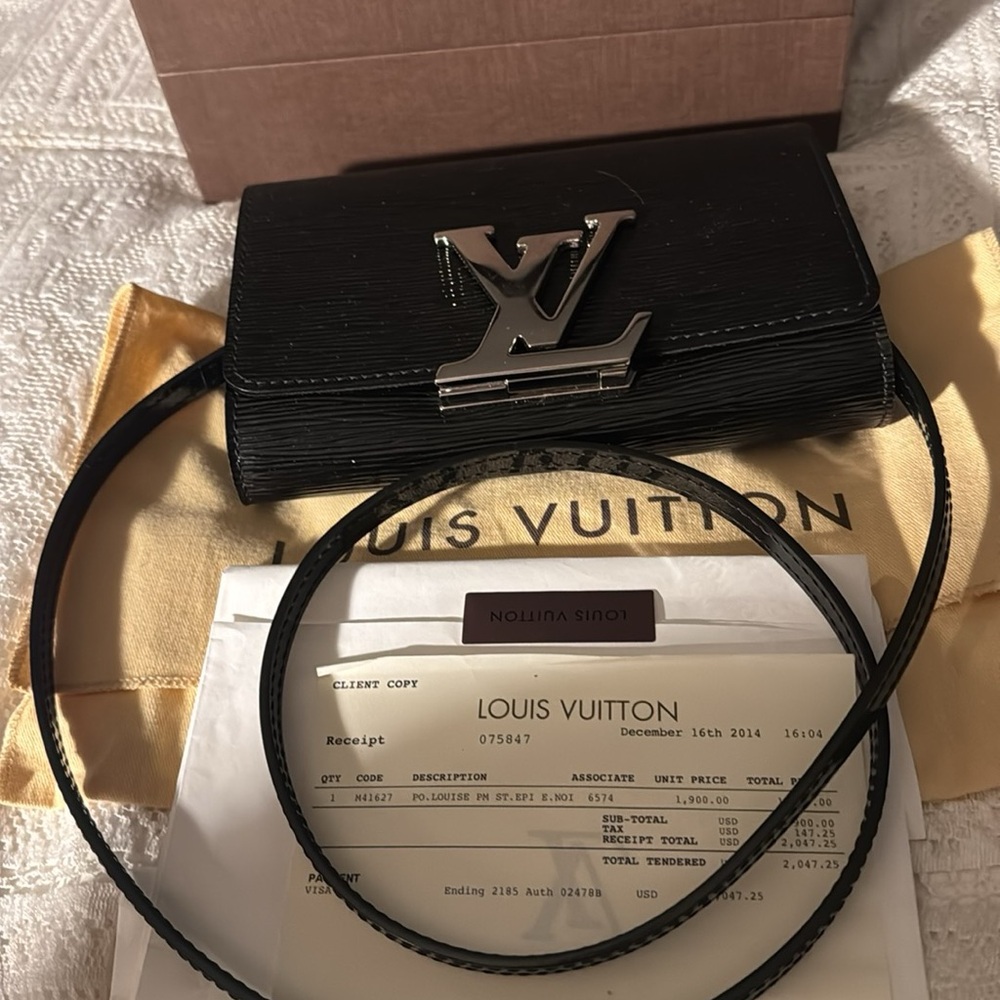 Louis Vuitton Black Clutch with Silver Accent